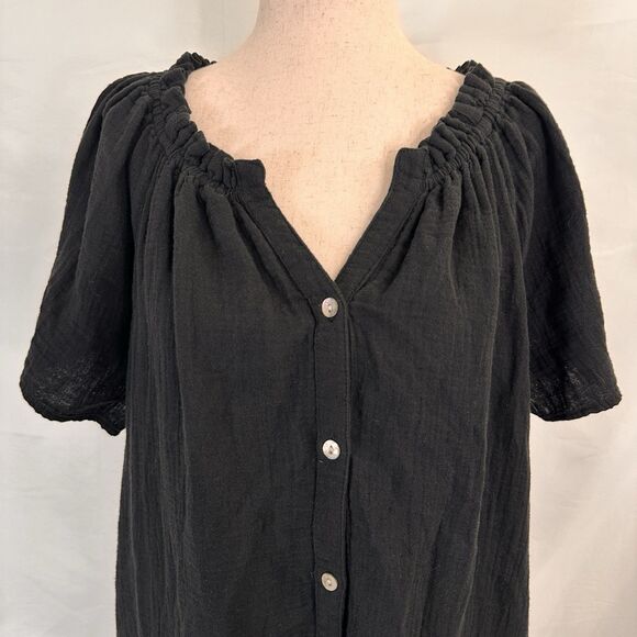 TOMMY BAHAMA Women's Coral Isle Romper XL Black Cotton Gauze Short Sleeve - Picture 3 of 8